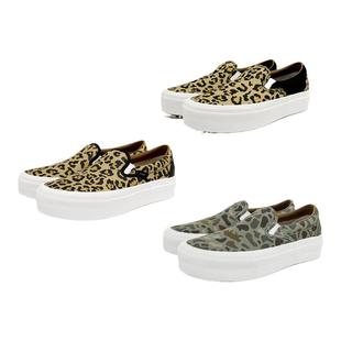 TC MADE 013一脚蹬帆布鞋 厚底拼接皮 增高 硫化低帮鞋 豹纹 迷彩