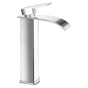 德国进口全铜水龙头瀑布式单孔冷热水洗手盆酒店浴室柜LED灯水龙