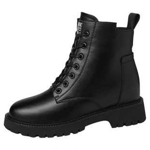 富贵鸟内增高马丁靴女真皮2026新款冬季加绒厚底皮鞋中年妈妈短靴