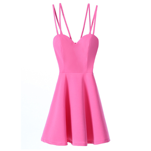 辣妹低胸连衣裙2026新款春夏吊带修身显胸短裙夜场技师工衣服短款