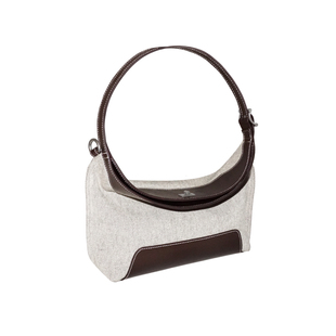 the pleasure molecule帆船包小号新款头层牛皮拼帆布腋下斜挎