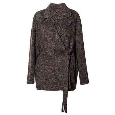 罗衣洋气本咖棕系带双面呢外套