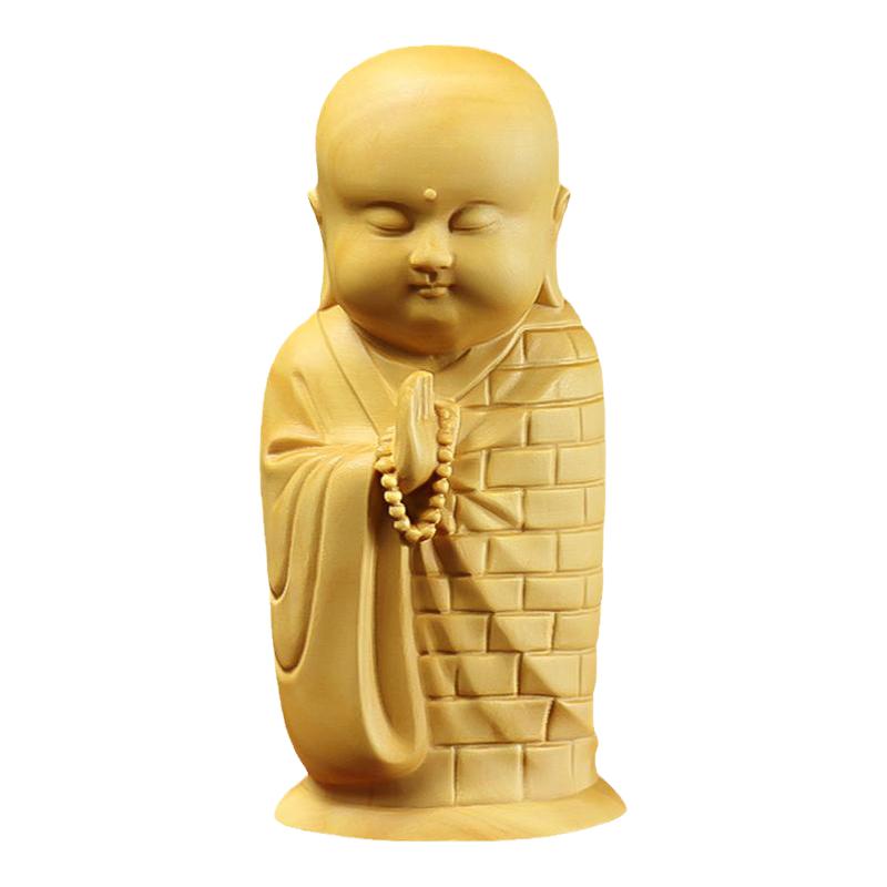 雕刻黄杨木雕中式禅意摆件小沙弥