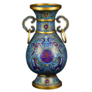 北京景泰蓝花瓶12寸双耳吊环瓶仿大清乾隆古董文玩收藏品铜胎摆件