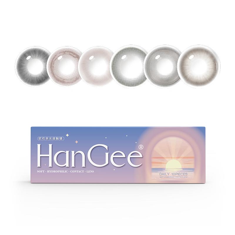 HanGee妈生感美瞳日抛10片小直径黑色自然一次性隐形眼镜官方正品
