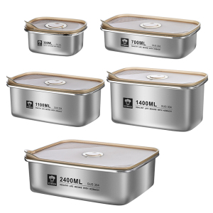 康巴赫不锈钢保鲜盒密封盒水果便当盒食品级304冰箱专用带盖餐盒