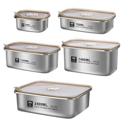 康巴赫不锈钢保鲜盒密封盒水果便当盒食品级304冰箱专用带盖餐盒