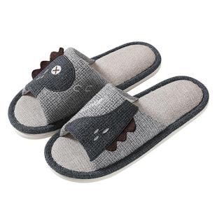 四季亚麻拖鞋男特大码家用防滑软底情侣家居家卡通棉麻布艺地板拖