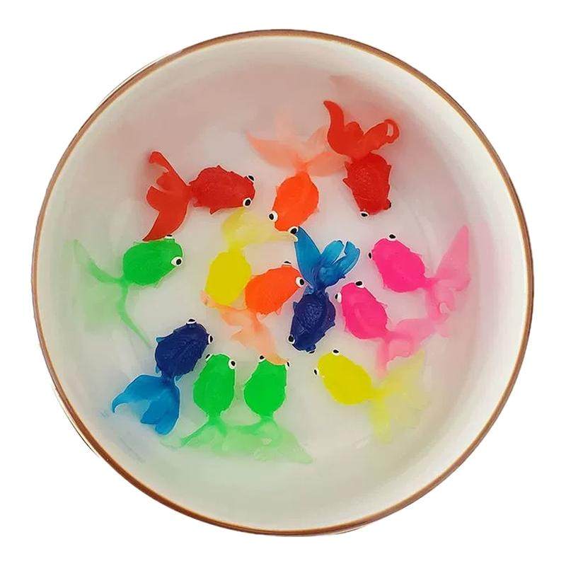 浮水捞鱼玩具宝宝早教儿童嬉水仿真金鱼网兜硅胶小鱼软胶动物益智
