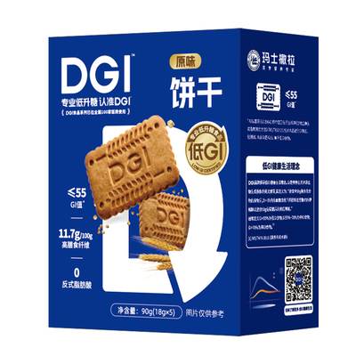 DGI低GI无糖精全麦饼干孕妇零食卡脂粗粮高纤维代餐饱腹糖友早餐