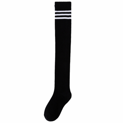 过膝高筒棉三杠条袜子