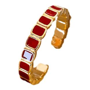 2026新款爆款复古安可拉红色开口戒指女小众设计食指环轻奢高级感