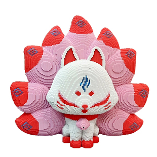 儿童小颗粒积木益智玩具猫动物超大九尾狐拼图男女孩系列生日礼物