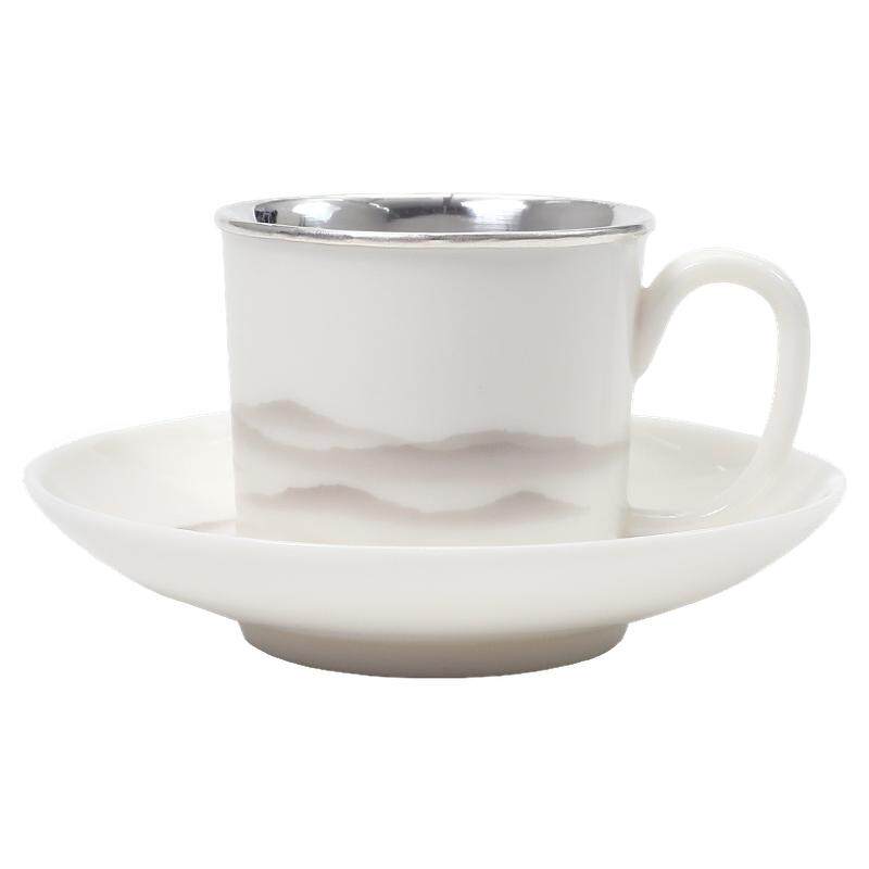 手工山水瓷包银咖啡杯