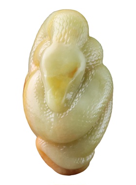 和田玉籽料玉蛇手把件