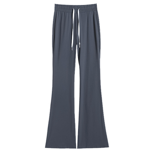 高个子加长冰丝微喇叭运动裤女夏季薄款高腰垂感超长速干瑜伽裤子