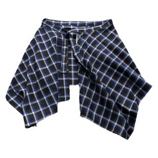 新款男士布腰带蓝色格子屁帘腰带女叠穿下摆腰带配饰男腰封打底潮