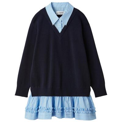 LILYBROWN假两件A字针织连衣裙