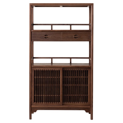 新中式黑胡桃木博古架新中式书架