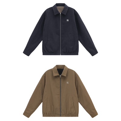 吕小虎ACTUP 双面穿哈灵顿工装夹克男士春季翻领通勤格子外套上衣