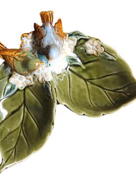 绿叶陶瓷收纳摆件烟灰缸