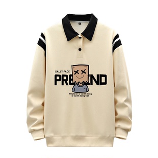 秋冬款加绒卫衣12岁男孩15青少年学生长袖POLO衫13大童帅气上衣服