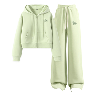 名创优品休闲运动套装女小个子卫衣卫裤春装2026超火穿搭一整套D