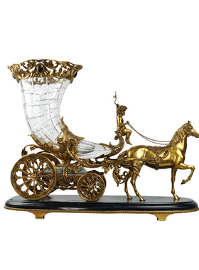 卡斯特兰高档奢华仿古马拉车摆件