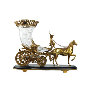 卡斯特兰高档奢华仿古马拉车进口水晶别墅客厅玄关壁炉摆件C6315
