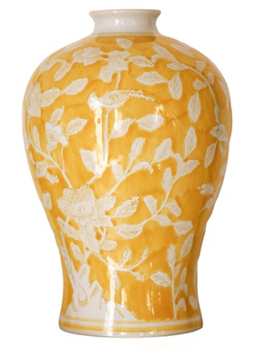 新中式轻奢高档陶瓷梅瓶装饰摆件