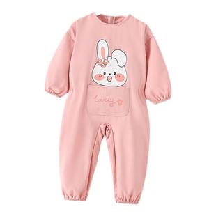 宝宝连体罩衣爬行服春秋冬季新生婴儿一体围兜裙儿童吃饭防水防脏