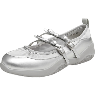 TATA他她银色休闲玛丽珍鞋女鞋运动风芭蕾鞋新款浅口单鞋CGA02CQ4