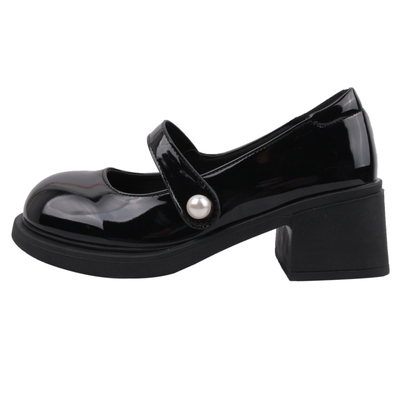 法式粗跟玛丽珍小皮鞋女温柔风