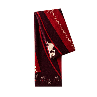 HR赫莲娜本命年红色围巾秋冬季保暖羊毛披肩送女友新年生日礼物