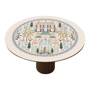 法式卡蒙特中古田园农舍皮革圆餐桌垫圆形保护垫子防水防油桌台布