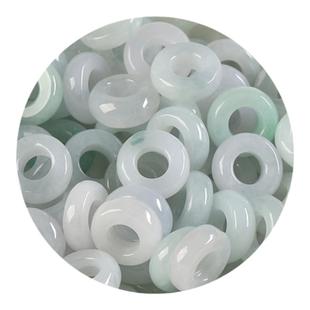 甄选天然A货冰蓝水绿白翡翠圆环平安扣幸运环手串男女士手链项链