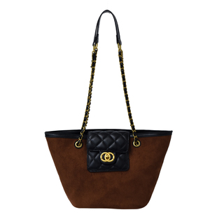 小香风麂皮托特包女2025新款大容量链条单肩包绒面包包磨砂女包