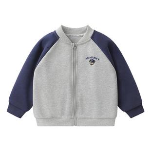 右欧男童女童棒球服外套洋气字母小熊春秋季新款童装儿童学院上衣