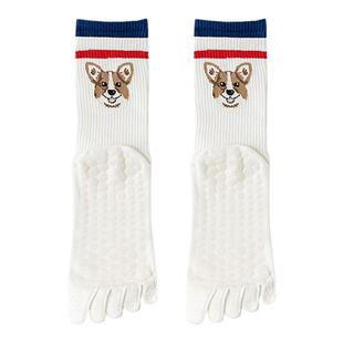 五指袜子女纯棉春秋款中筒袜专业防滑运动瑜伽袜普拉提室内健身袜