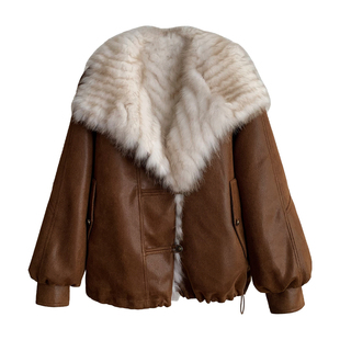 冬日暮色/双面穿狐狸毛车条麂皮绒派克服韩版2025新款皮草外套女