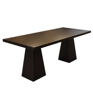 侘寂风实木餐桌黑色白蜡木办公桌家用原木书桌大板桌长方形吃饭桌