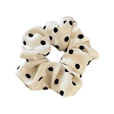 温柔气质缎面波点大肠发圈女秋冬