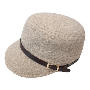 复古羊绒混纺马术帽子女款2026新款冬季保暖防寒皮带扣平顶鸭舌帽