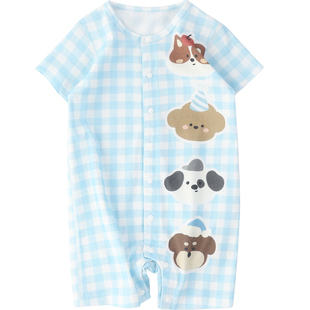 WHYLOOK 婴儿衣服7A抗菌夏季薄款短袖宝宝连体衣纯棉外出透气夏装