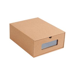 家用透明牛皮纸aj靴鞋包装盒防尘整理收纳盒可折叠抽屉式宿舍纸盒