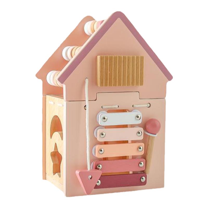 springbuds宝宝早教益智木质玩具堆叠火箭男女孩房子城堡拼搭玩具