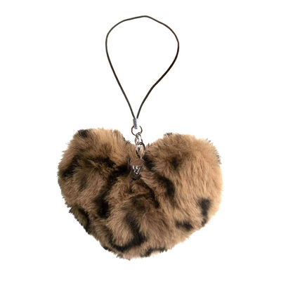 Wildflower豹纹爱心毛绒手机挂饰