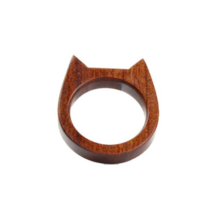 【流放地】原创木质戒指 猫耳 挂坠实木红木简约超萌情侣尾戒定制