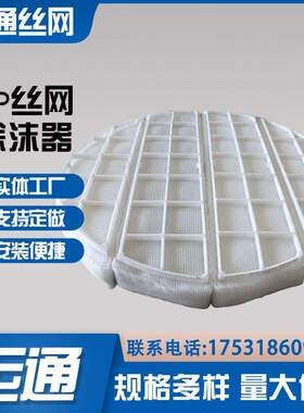 白色PP料蒸馏器过滤器水雾喷淋塔丝网除沫器嵌入式塑料丝网除沫器