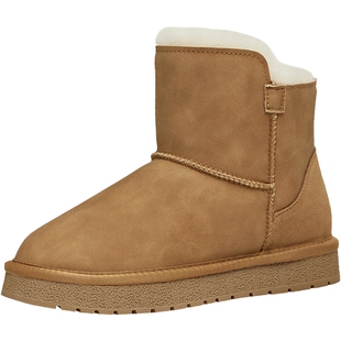 天美意厚底一脚蹬加绒保暖雪地靴棉鞋女短靴子2025冬新款CNA45DD5